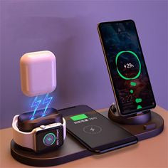 6 in 1 Wireless Charging Station For iWatch, earbuds and smartphones - [Zotasko]